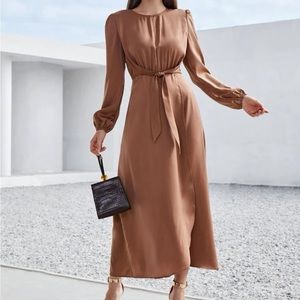 Tie knit front A line dress